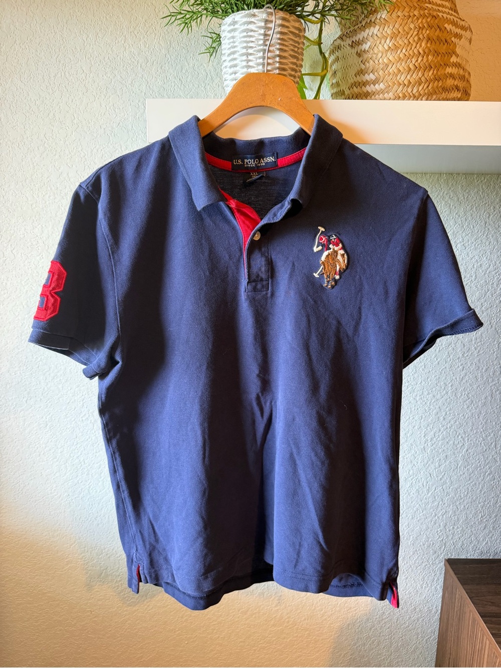 U.S. Polo Assn. Navy Polo Shirt with Red Trim boy size (18)